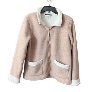 For the republic Sherpa zip up jacket brown size large